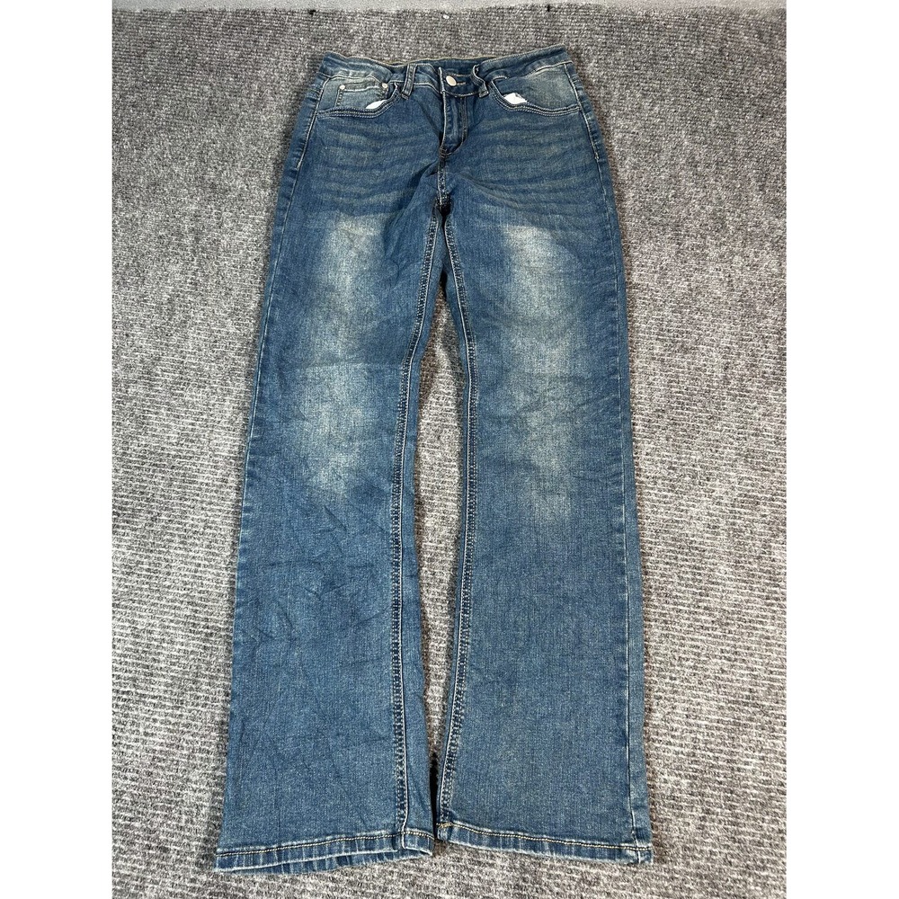 Unbranded Bootcut Jeans Womens M Blue Excellent Distressed Flare Embroidered